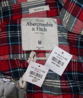 Mens Abercrombie SummitRock Red Blue Plaid Shirt M NWT  