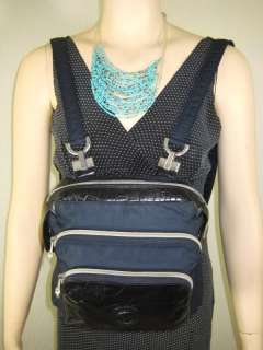   Versace Nylon and Leather Black and Navy Blue Backpack Back Bag  