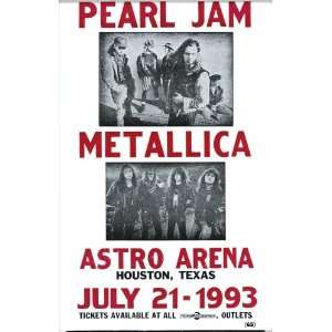  Pearl Jam and Metallica 14 X 22 Vintage Style Concert 
