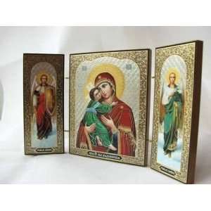  HOLY MARY Angels MICHAEL GABRIEL Folding Orthodox Icon 