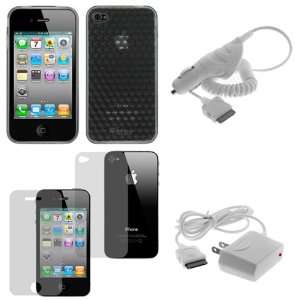   Film + Car Charger + Home Charger for Apple iPhone 4 4G 16GB / 32GB
