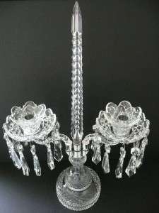 WATERFORD CRYSTAL TWO ARM CANDELABRA w/ BOBECHES & 24 PRISMS  