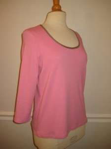 BODEN Pink Cotton Scoop Neck 3/4 Sleeve Shirt Top 18  