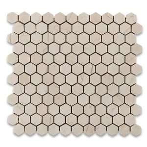   Marfil 1 Inch Hexagon Tumbled Marble Mosaic Tile