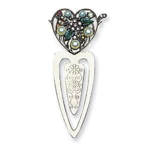  Enameled and Jewel toned Heart Bookmark 3.5 Long