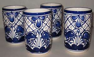 Mexican Pottery SM Talavera Drinking Glasses / SET OF 4  