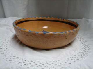 Mexican Pottery 10 1/2 Folk Art Painted Bowl  
