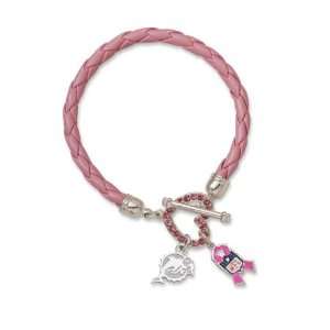   Dolphins Breast Cancer Awareness Pink Rope Bracelet