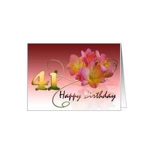  Happy 41st Birthday Oleander Flower curly coil pink flower 