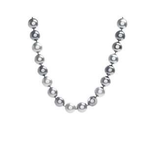 Sterling Silver 16mm Dyed Tonal Gray Masami Shell Pearl Necklace with 