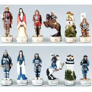 Japanese Samurai II Theme Hand Painted Chessmen: Toys 