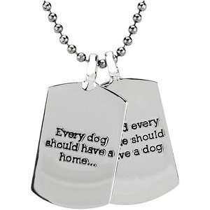   Metal Dog Tag Polished Heart U Back Mini Dog Tag W/Chain Jewelry