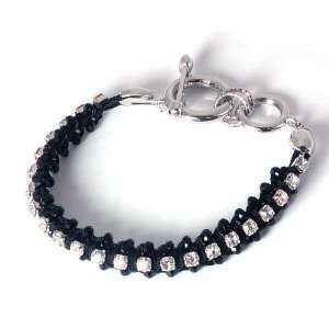  Black Crystal & Bead Bracelet With T Bar: Jewelry