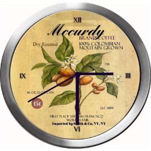 MCCURDY 14 Inch Coffee Metal Clock Quartz Movement:  