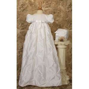  taffeta christening gown with rosettes
