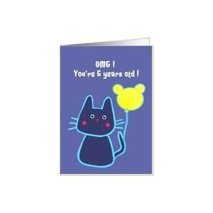    happy 6th birthday to you, cat with balloon Card: Toys & Games