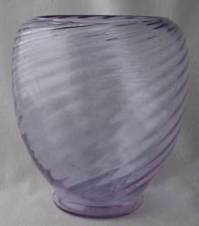 Steuben wisteria optic swirl art glass vase, 7 h.  