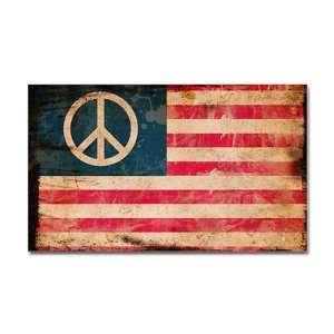    Sticker (Rectangle) Worn US Flag Peace Symbol: Everything Else