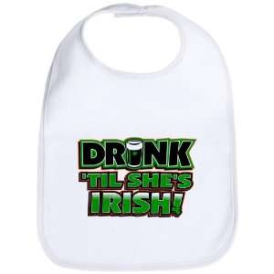  Baby Bib Cloud White Drinking Humor Drink Til Shes Irish 