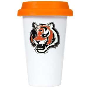 Sports NFL BENGALS 12oz Double Wall Tumbler with Silicone Lid/White 