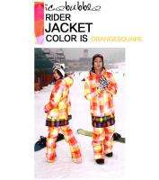 Unisex ski snowboard jacket Orange check, rider jacket  
