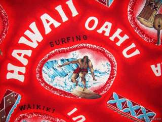 Vintage 50s Surf Surfing Japan Hawaiian Aloha Shirt M  