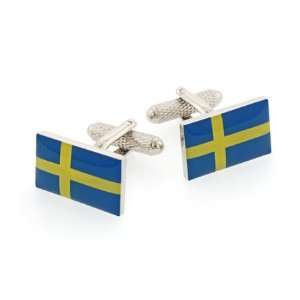  Flag of Sweden cufflinks with presentation box: Jewelry