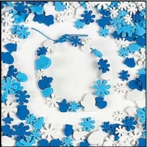  100 Holiday Winter Foam Beads   Snowflakes, Snowman 