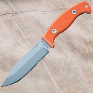Foster Knives Fears Survival Knife, Orange G 10 Handle, Plain, Leather 