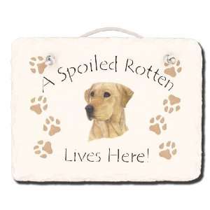   Stenciled 6x8 Slate Yellow Lab Spoiled Rotten Sign: Home & Kitchen