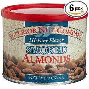 Superior Nut Hickory Flavor Smoked Almonds, 9 Ounce Canisters (Pack of 