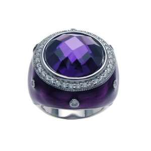 Sterling Silver Purple Centered CZ Ring Size 7 Jewelry