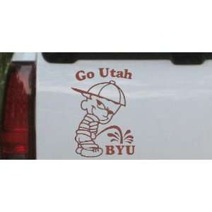 Go Utah Pee On BYU Car Window Wall Laptop Decal Sticker    Brown 10in 