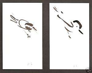 BILLY SULLIVAN Birds, 2006 Pair of SIGNED Drawings, Ink on Paper, 5 
