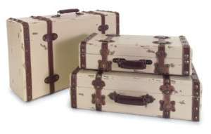 Antique Ivory Suitcases   Set of 3  