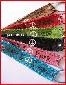 30 LEATHER SUEDE BRACELETS   HANDCRAFTED   PEACE SIGN   NEW   Peruvian 