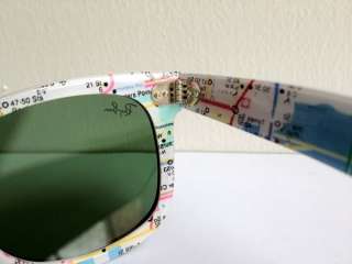   BAN WAYFARER RB2140 1031, Black on Subway Map(RARE), Green Lens, 50 mm