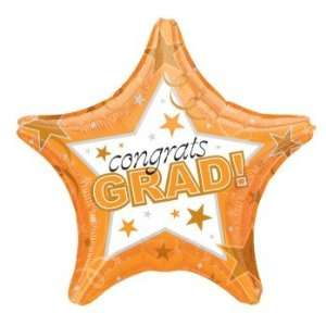  Orange Congrats Grad Graduation Star 19 Mylar Balloon 