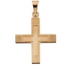   : 15.50X14.00 Mm 14K Yellow Gold Greek Cross Pendant W/Lines: Jewelry