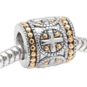  22K Gold And Silver Tone Large Hole Bead Greek Cross 