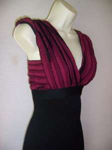 MAX STUDIO MSSP Red/Black Stretch Knit V Neck Cocktail Evening Dress 