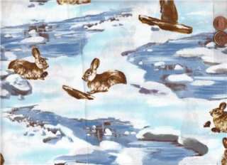 SNOW BUNNY! 1/2 YD 100% COTTON FABRIC QUILTING QUILT  