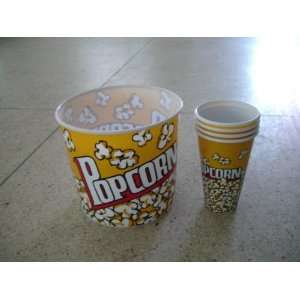  Plastic Popcorn Tub for Movie Night 1 Jumbo+4 Lighter 