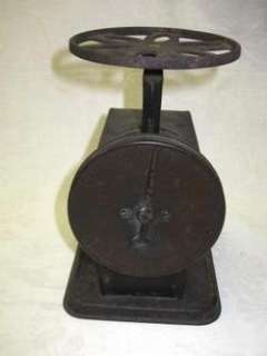 vintage cast iron & brass kitchen scale / lee hall / marion indiana 