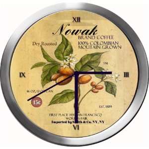 NOWAK 14 Inch Coffee Metal Clock Quartz Movement:  Kitchen 