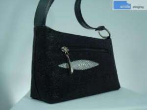 Black Stingray Genuine Leather Shoulder Bag Handbag  