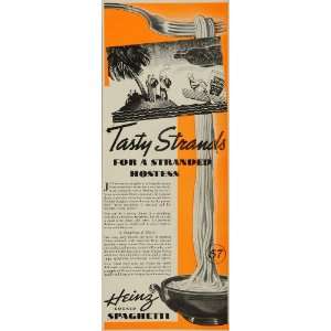 1937 Ad Heinz Cooked Spaghetti Strands Deserted Island   Original 