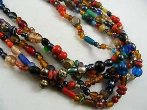 Heavy MultiStrand Glass Bead Mixed Metal Necklace (C25)  