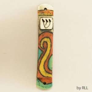  Ceramic Rainbow Painted Mezuzah: Home & Kitchen