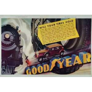   Goodyear Auto Car Tires Locomotive   Original Print Ad: Home & Kitchen